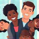 Diverse group of employees in friendly workplace