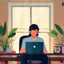 Engineer working remotely from a laptop at home
